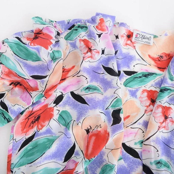 Vintage D'allaird's Made In Canada Floral Long Sleeve Midi  Dress - Picture 13 of 15